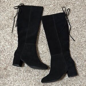Aerosoles Elegant Black Knee-High Suede Boots NEW